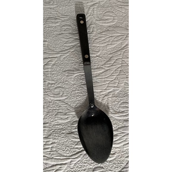 Vintage Flint Stainless USA Black Handle Kitchen Cooking Serving Spoon Utensil - Picture 1 of 4